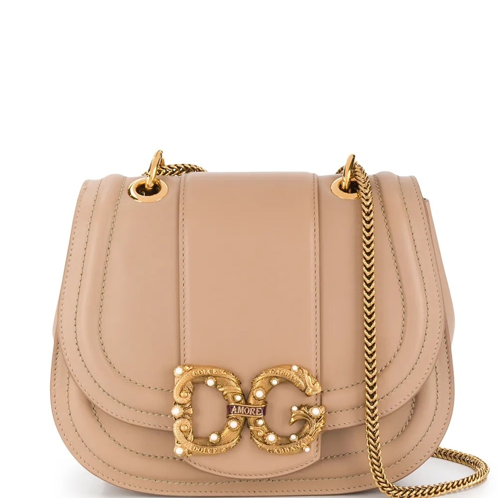 Dolce & Gabbana Beige Crossbody Bag with Gold Chain
